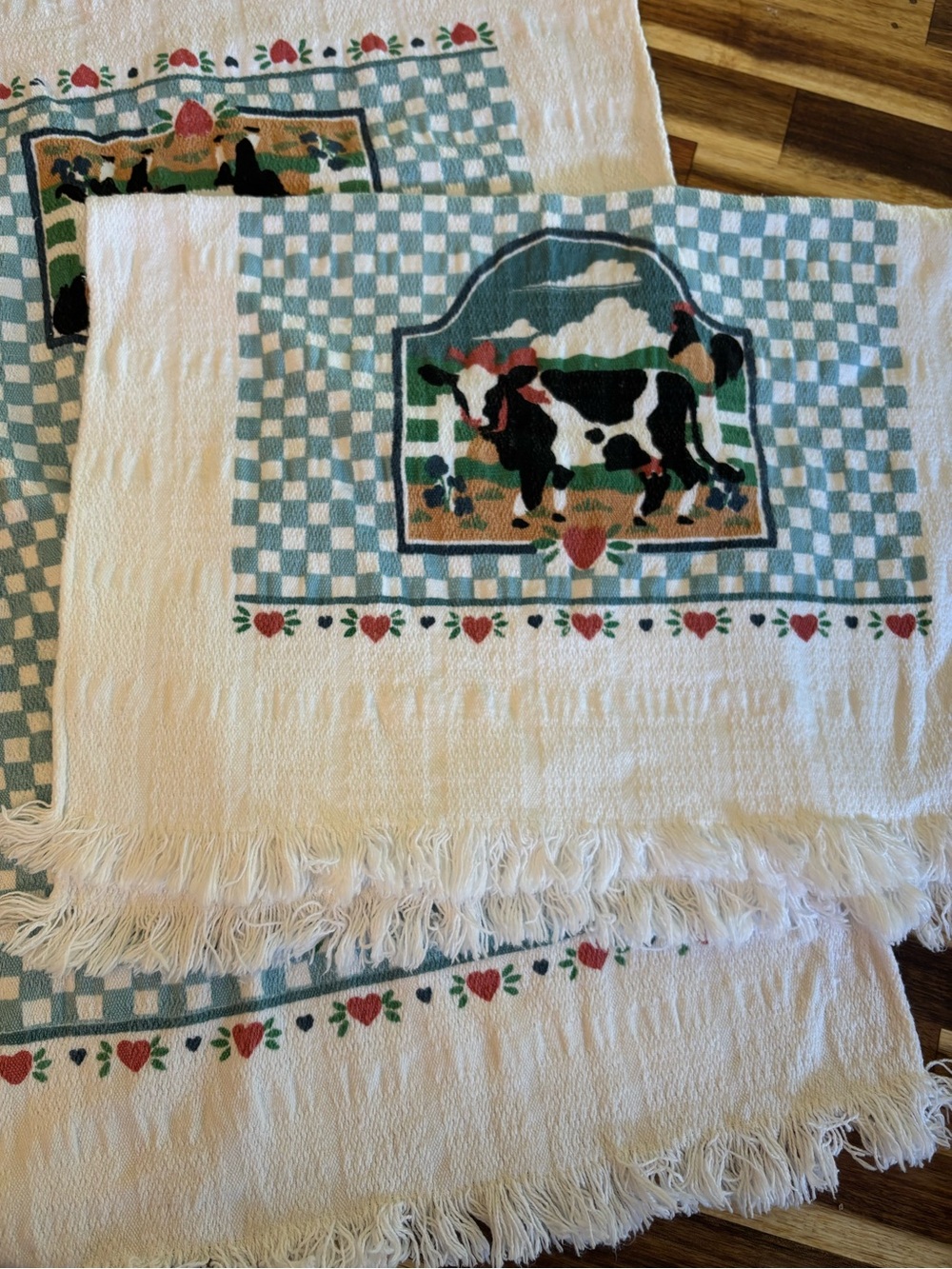 Set of 2 Milk Cow Kitchen Towels - Country Farmhouse Style